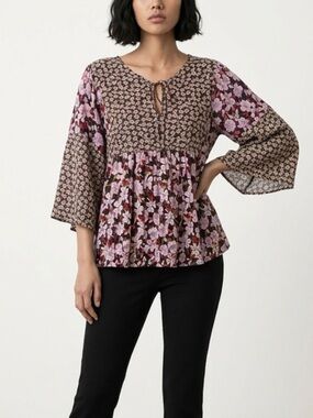Jade by Johnny Was kimono style multi floral print tunic top